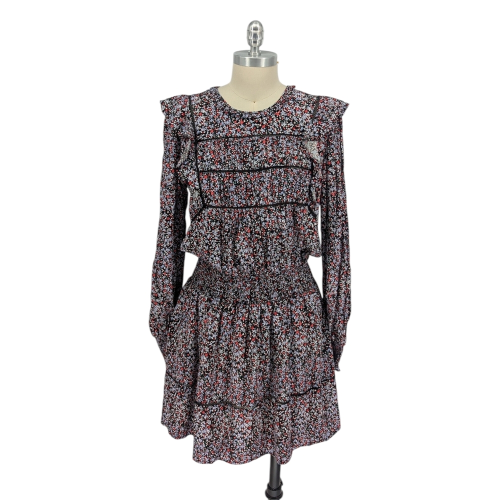 00296 Rails Floral Ruffle Dress Black Red size Medium punk rock goth bohemian